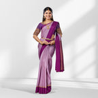 Lavender and Magenta Mysore Silk Saree with Zari Stripes and Rich Contrast Pallu