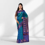 Elegant Teal & Violet Kanchipuram Silk Saree