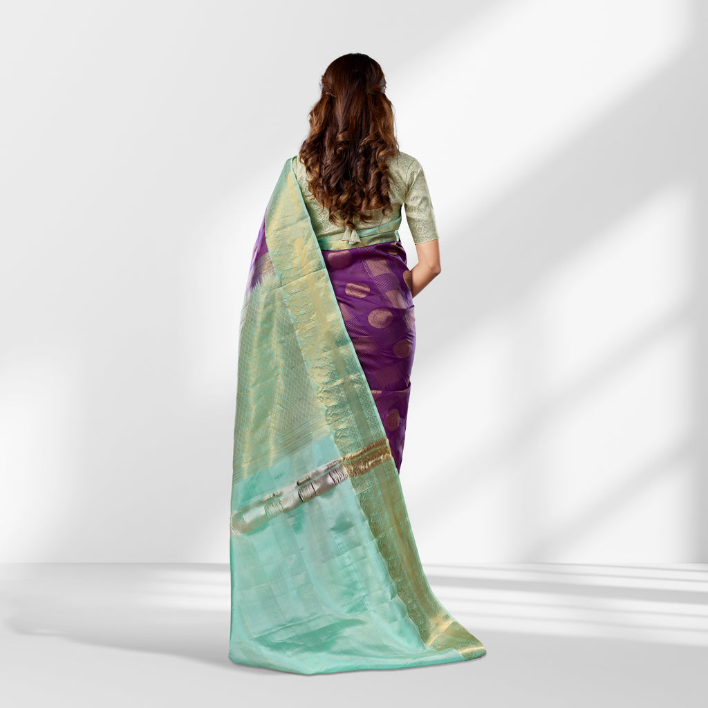 Royal Purple & Mint Green Kanchipuram Silk Saree