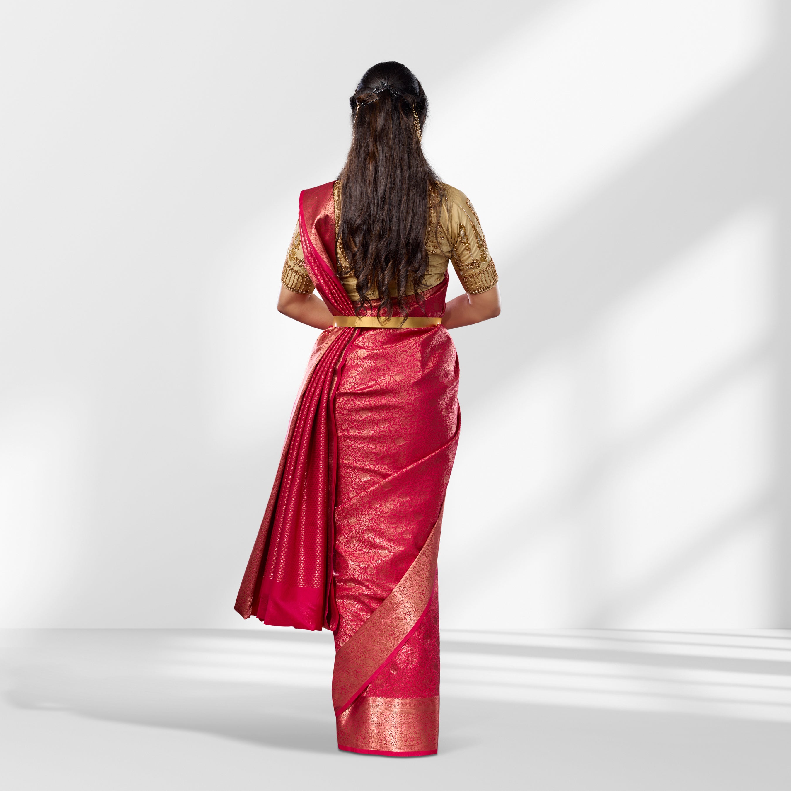 Rani Pink Pure Kanchipuram Silk Saree with Rich Zari Weaving and Traditional Border