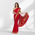 Classic Red Mysore Silk Saree with Rich Gold Zari Work