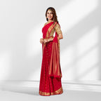 Classic Red Mysore Silk Saree with Rich Gold Zari Work