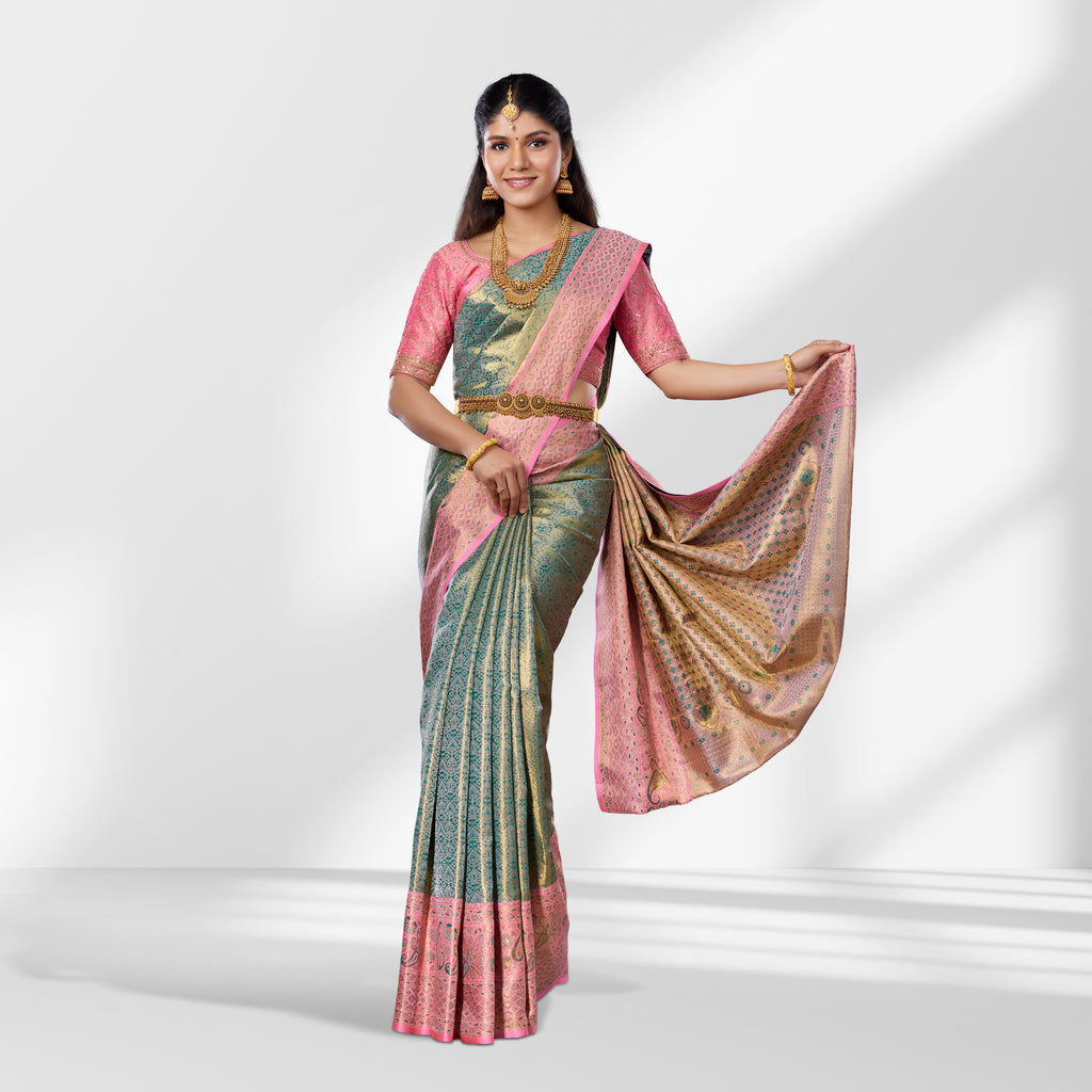 Elegant Dual-Tone Designer Silk Saree