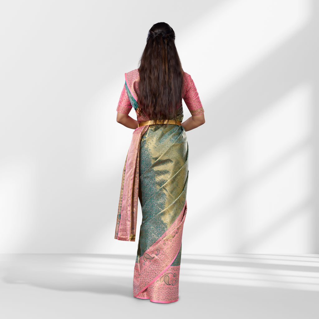 Elegant Dual-Tone Designer Silk Saree