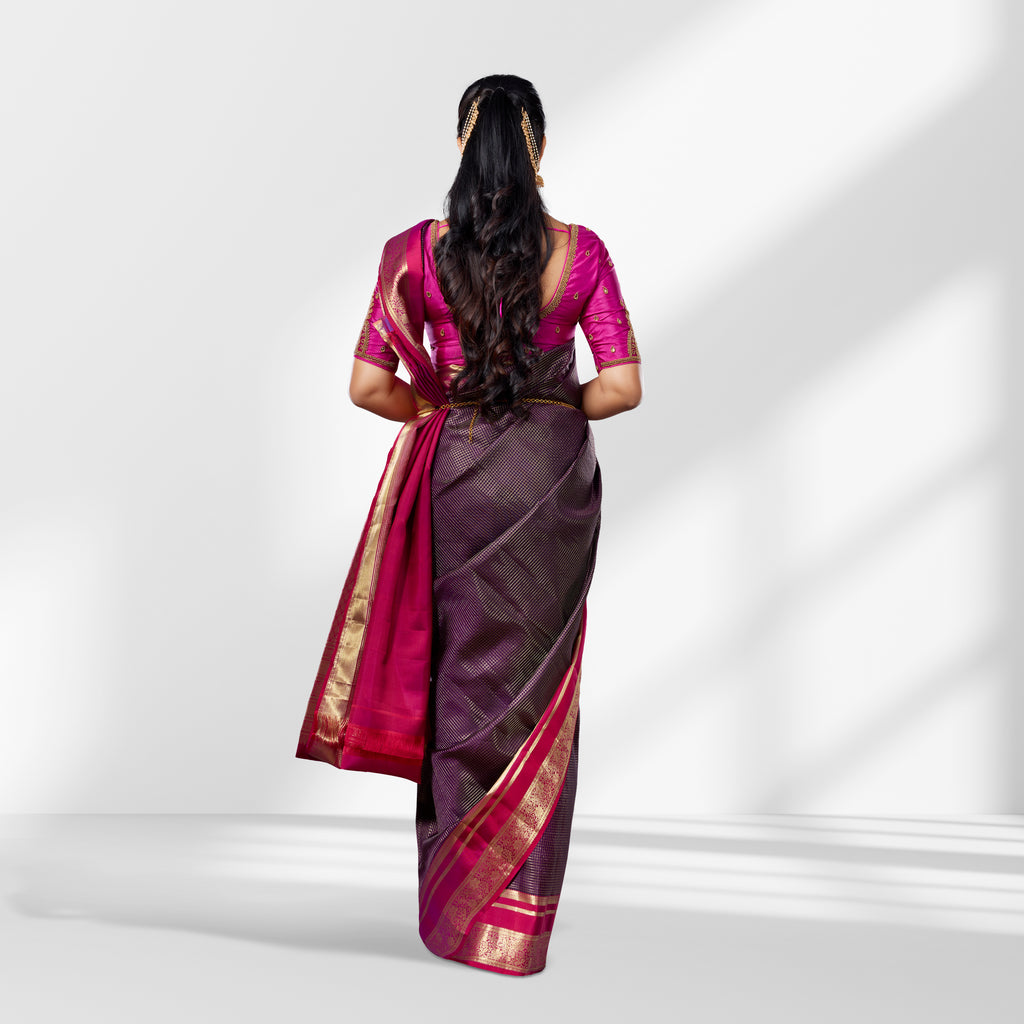 Regal Plum & Magenta Kanchipuram Silk Saree