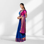 Royal Blue & Magenta Kanchipuram Silk Saree