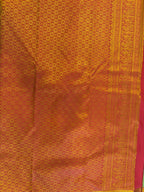 Elegant Teal & Crimson Kanchipuram Silk Saree with Traditional Zari Work